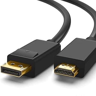 كابل منفذ عرض ذكر إلى HDMI ذكر 4K بطول 1.8 م، كابل منفذ عرض ذكر HDMI للمستخدمين الأساسيين مع هيكل متين سهل التركيب، يوفر أداء موثوق، قطعة واحدة