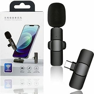 ميكروفون لافالير من K8 موديل k8 مع اتصال USB-C لاسلكي وميزة التوصيل والتشغيل متوافق مع اللابتوب والهواتف الذكية