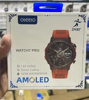 Oteeto Watch7 Pro Sport Smartwatch, 1.5" AMOLED Display, 1 ATM Waterproof, Smart Call, Orange Strap