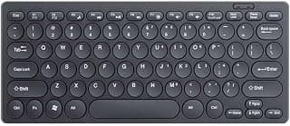 Jertech USB Wired Mini Silent Keyboard for Jertech DK500, 78 Key Slim Round Keycap, Arabic and English, Black