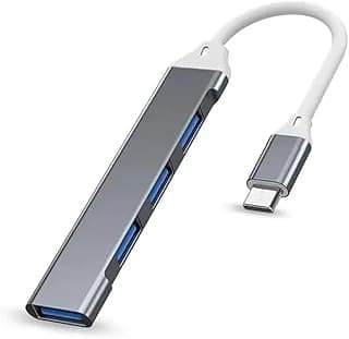 موسع USB موزع محول يو اس بي 4 منافذ نوع سي الى 3.0 دونجل USB-C رفيع للغاية او تي جي متوافق مع ويندوز ماك بوك برو اير كروم سبيس جراي من هيرفير