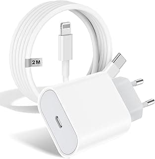 شاحن سريع للايفون من دوراسيل USB-C【معتمد من ابل MFi】شاحن 20 وات PD، محول شاحن Type C مع كابل 2 متر USB-C إلى Lightning للايفون 14/13/12/11/SE/X/XS/XR، ايباد، ايربودز
