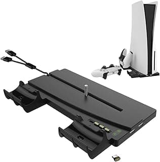 Vertical Stand for PS5 Console and Playstation 5 Digital Edition, Zamia Magnetic Suction Charging Station Dock with Dual Controller Charger Ports for PS5 and DualSense