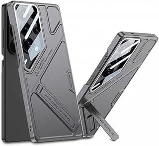 Fekra GKK for Samsung Galaxy S25 Ultra Case with Camera Lens Protection, Shockproof PC + PU Armor Cover, Built-in Kickstand, Mecha Style Anti-Scratch (Grey, S24 Ultra)