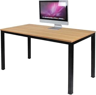 مكتب كمبيوتر سوجيس فيرنيتشر للمنزل والمكتب، 120x60x75 سم، خشب تيك وأسود AC3TB-120-SF