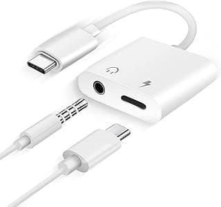 محول USB C 3.5 ملم لسماعات الراس والشاحن ومحول سماعات رأس ايه يو اكس إلى متوافق مع ماك بوك برو ايباد هواوي ميت 30 سامسونج اس 10_ ون بلس 7 بيكسل 4 اكس. أبيض