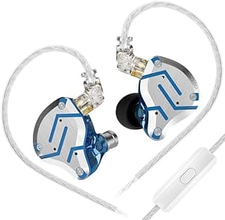 كينبوفي سماعات اذن KZ ZS10 برو IEM 4BA 1DD KZ متعددة المشغلات داخل الاذن IEM، سماعة KZ، شاشة على المسرح لعازف الجيتار والطبول (ازرق متوهج، مع ميكروفون) ..