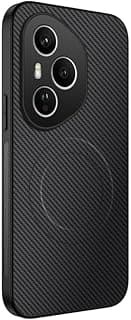 جراب مغناطيسي كربون فايبر لهاتف Honor 400 Pro، حماية ضد الصدمات - إطار سيليكون مرن (أسود)