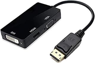 محول كابل 3 في 1 متعدد الوظائف: DisplayPort إلى HDMI وDVI وVGA