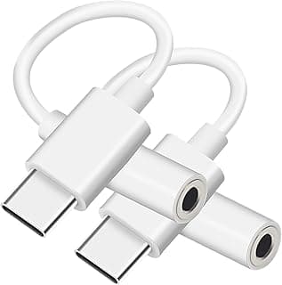 محول USB-C إلى مقبس سماعات 3.5 ملم، كابل محول صوت AUX من USB نوع-C إلى مقبس سماعة، متوافق مع سامسونج جالاكسي S22، S21، S20، نوت 20، 10+، A73، A53، وبيكسل 6 و5 و4 و3 والمزيد، عبوة من قطعتين