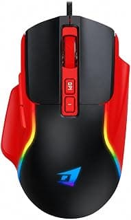 JERTECH RGB Wired Gaming Mouse – 4800 DPI Optical Sensor, 7 Buttons, RGB Backlighting & Ergonomic Gaming Design (JR850 Black Red)