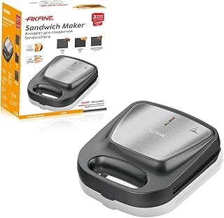 AKANE A.236 Sandwich Maker 1400W Electric, Non-Stick Coating, Double-Sided Heating, Fast Heating Grill, Easy to Clean Sandwich Press for Home Kitchen