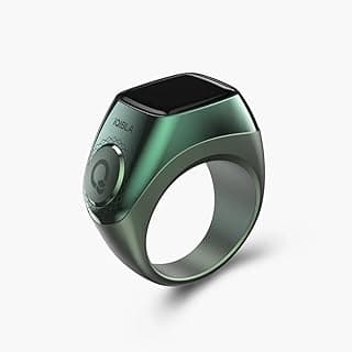 YU WELL Smart Tasbih Zikr Ring OLED Display F04 Flex Pro Smart Ring App Operated Tasbih Counter IP67 Waterproof Ring Compatible Three Sizes (18mm/20mm/22mm) Aluminium Alloy iQibla Zikr Ring Green