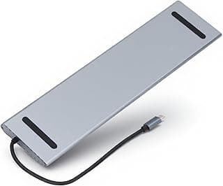 هب USB C عدد 12 في 1، قاعدة توصيل Type C مع 3 منافذ USB، 2 USB C، 2 HDMI، ايثرنت، VGA، منفذ صوت 3.5mm، وقارئ بطاقات ذاكرة
