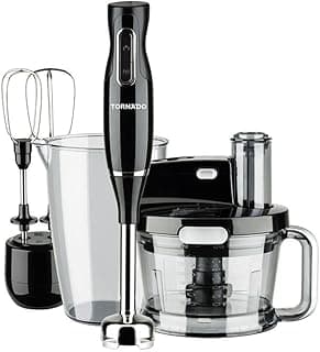 Hand Blender 1000 Watt Food Processor Whisk, Single & Turbo Speeds, Stainless Steel Blade Black THB-1000MKL
