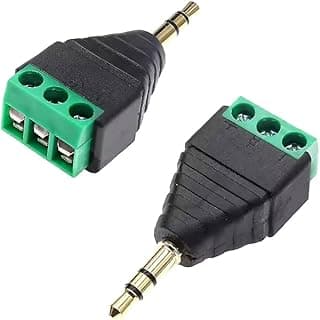 قطعة واحدة جاك صوت 3.5 مم 3-Pin ذكر، موصل إصلاح، قابس ستيريو 3-Pole، محول كابل طرفي ببرغي لاستبدال سماعات الرأس