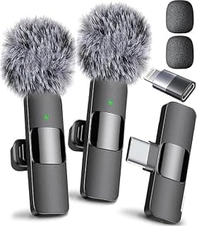 ميكروفون لاسلكي صغير X Mob للايفون والاندرويد (توصيل USB VM-22، إلغاء ضوضاء، حماية من الرياح، شحن متزامن)