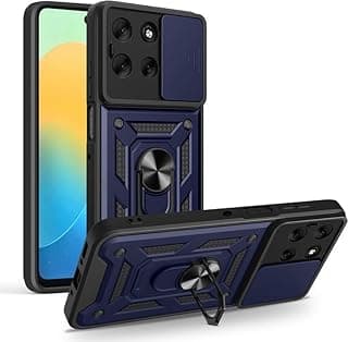 جراب moto g56 كام شيلد مقاوم للصدمات والخدوش حماية كاملة بتصميم جذاب مع غطاء للكاميرا وحلقة معدنية متعددة الوظائف لهاتف motorola g56 5g cover (blue)