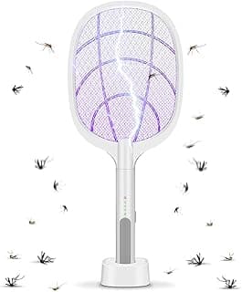 homegeek 2-In-1 USB Rechargeable Electric 3 Layer Safety Mesh Bug Zapper Mosquito Killer Racket with LED Lighting Lamp
