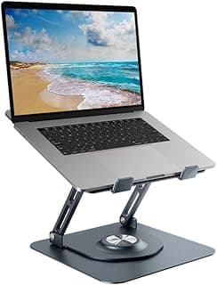 حامل لابتوب ألومنيوم، قابل للدوران 360 درجة، قابل للتعديل والطي، متوافق مع MacBook Pro/Air، ديل، لينوفو، اتش بي، اسوس والمزيد، تصميم مريح، تشتيت حراري