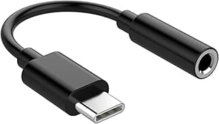 جيني محول USB C الى مقبس سماعة راس 3.5 ملم، دونجل صوت من النوع C الى AUX مع رقاقة محول رقمي تناظري هاي فاي، متوافق مع ايفون 16/15 برو ماكس وسامسونج جالاكسي S24/S23 الترا وايباد بكسل (اسود)