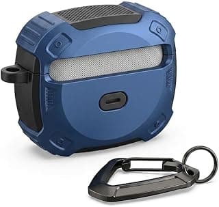 Rugged Protective Case for AirPods 3, Blue, with Carabiner Keychain Clip