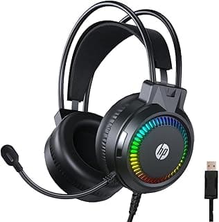 سماعة راس للالعاب اتش بي H220 بمنفذ USB 7.1 بصوت محيطي وتاثير اضاءة ملونة RGB - لطيفة على البشرة وجيدة التهوية - ميكروفون مرن لتقليل الضوضاء - مشغلات 50 ملم - للكمبيوتر وبلاي ستيشن 4 | اسود