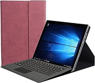 جراب حماية جلد وسيليكون لمايكروسوفت Surface Pro 4 - 12.3 بوصة (أحمر ماروني)