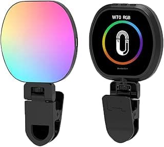 BROLAVIYA Magnetic Full RGB Color LED Video Light, 1800mAh Rechargeable, Adjustable Brightness, with Clip and ¼ Thread, for Phones, Laptops, Cameras, Selfie, Photography, Video Conference, Black