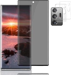 [1+2 قطعة] حماية شاشة وعدسة سامسونج Galaxy Note 20 Ultra [تغطية 3D] [خصوصية] [صلابة 9H] زجاج مقوى لهاتف سامسونج Galaxy Note 20 Ultra 5G (6.9 بوصة)