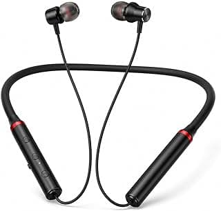 Wireless Neckband Headphones, Bluetooth 5.0, IPX5 Waterproof Headphones with Microphone, Perfect for Sports, Running, Black and Red
