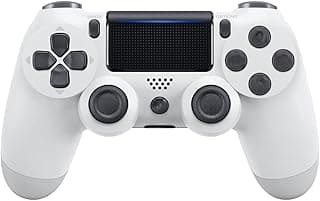 Third Party Generic Wireless Controller for PS-4, Compatible for Play4/Slim/Pro Console, 6-Axis Dual Vibration Motor Gamepad with Enhanced Joystick/Audio/Touch pad/800mAh Battery,White