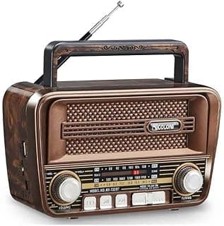راديو سماعة بلوتوث 5.3 محمول بتصميم ريترو RX-733BT – AM/FM/SW، يدعم USB وكارت TF، يعمل بالبطارية (داكن)