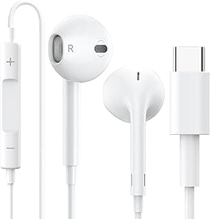 سماعة أذن سلكية بمنفذ USB Type C مع ميكروفون لـ ايفون 15، سامسونج Galaxy S23، Ultra S23+، S23 Plus، سماعات أذن USB C مع تحكم في الصوت متوافقة مع ايباد برو