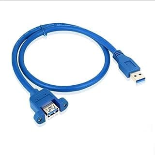 (2Pcs) 60cm Blue USB 3.0 Type-A Female Panel Mount Extension Cable | USB TYPE-A Extension Cable Female Panel Mount 60cm | Durable construction | Easy installation | Reliable performance