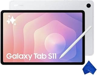 سامسونج جالاكسي تاب S11 بشاشة اموليد 11 بوصة 120HZ، أندرويد وواي فاي ورام 12GB، تخزين 128GB، مساعدة ذكاء اصطناعي وقلم S وعمر بطارية طويل الأحدث (مع قماشة مايكروفايبر) - فضي (SM-X730، إصدار US)
