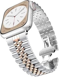 Stainless Steel iWatch Band Compatible with Apple Watch Band Series 9 49/45/44/42mm with Butterfly Deployment Clasp for iWatch Strap Ultra2, Ultra, Series 9/8/7/6/5/4/3/2/1