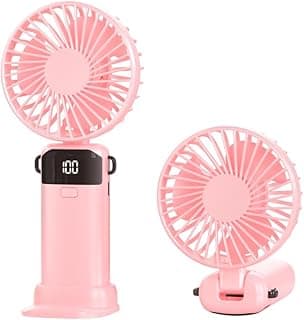 Handheld Fan, Portable Mini 3-in-1 Personal Neck/Desk/Hand Fan, USB-C Rechargeable with 5 Speeds Up to 10H, LED Display, Foldable Desktop Fans for Travel, Commuting, Office, Indoor, Outdoor