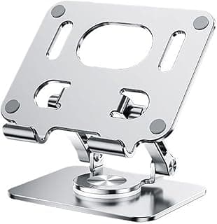 JESWO Multi-Angle Tablet Stand, 360° Rotating iPad Stand with Double Rod, Aluminium Folding Tablet Base, Compatible with iPad 4.7 to 12 Inches, Galaxy Tab, Lenovo Tab, Kindle, Switch