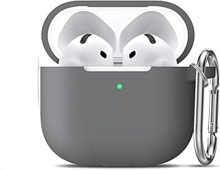Fekra Compatible with AirPods 4 (2024), Soft Silicone Full Protective Cover for Apple AirPods 4 Case with Keychain, Compatible with AirPods 4th Generation Case for Women Men (Grey)