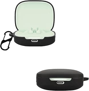Silicone Case for Redmi Buds 6 with Carabiner, Soft and Flexible, Ultra-Thin Shockproof Cover Slim-Fit Anti-Fall Earphone Case for Redmi Buds 6, Black