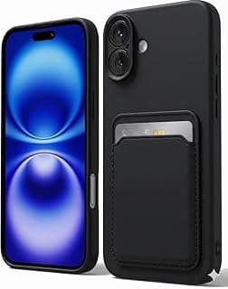 Compatible with iPhone 17 Soft Silicone Case Cover with Card Holder Phone Case Soft Fashion Design Wallet Case (Black)