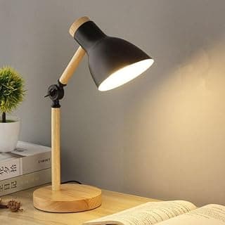 مصباح مكتب هندسي خشبي + لمبة بيضاء 12 وات