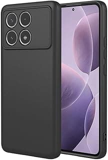 جراب لهاتف شاومي Poco F6 Pro 5G، جراب سيليكون سائل فائق النحافة مع تصميم وسادة هوائية مقاوم للصدمات، جراب TPU مطفي أنيق - أسود