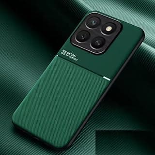 phone case compatible with honor x8c Classic shockproof silicone soft tpu leather hard pc mobile phone Magnetic Shockproof PC + TPU Phone Case for honor x8c (Green)