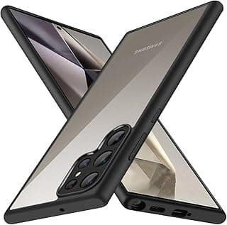 جراب متوافق مع سامسونج Galaxy S22 Ultra (6.8 بوصة)، مضاد للصدمات بمعايير عسكرية، مضاد للاصفرار، غطاء حماية نحيف مع حماية لعدسة الكاميرا - أسود