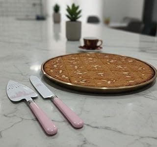 Generic Cake Server and Knife Set with Pink Handles, 2-Piece Stainless Steel Dessert Serving Utensils, .db