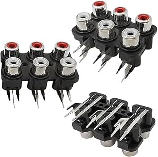 SOCKET RCA - Female Port Socket Jack Connector Repair PCB Mount Stereo Audio Video Jack Panel Socket 6 holes RCA Chassis Right Angle Connector Replacement Adapter