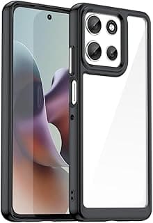 جراب متوافق مع Motorola Moto G56 5G ، - غطاء حماية مصقول مقاوم للصدمات شديد التحمل و مقاوم للانزلاق - غطاء واقي مضاد للخدش فائق الجودة - حواف سوداء خلفية شفافة