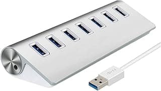 موزع USB 3.0 بـ7 منافذ، فضي